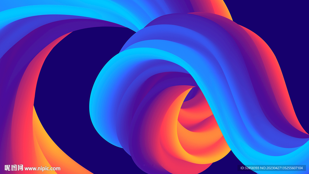 蓝色抽象拉丝3D立体流体渐变