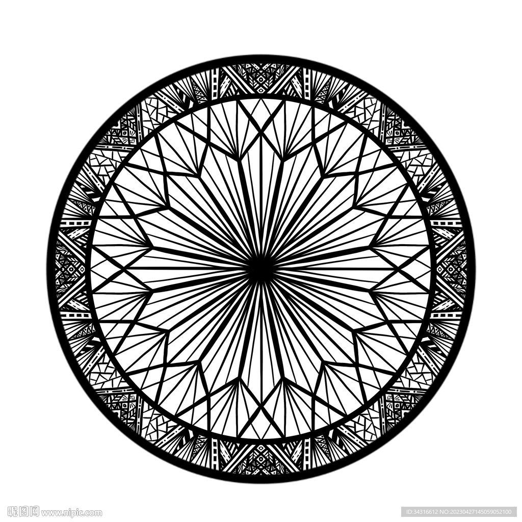 黑白线条圆框圆环