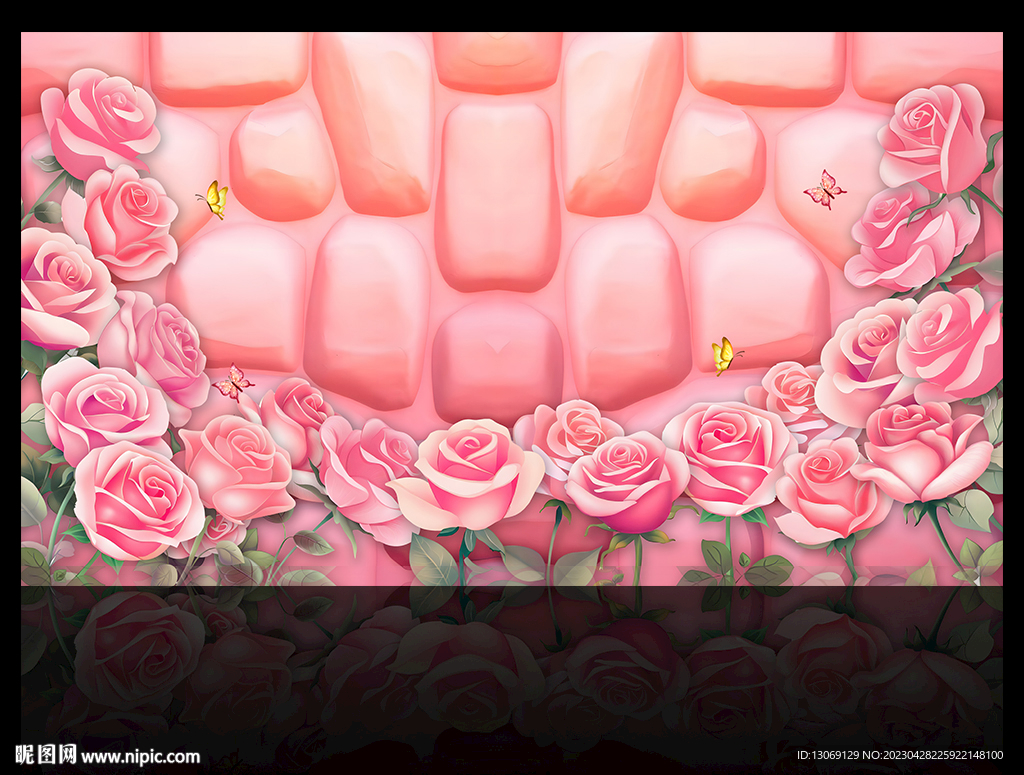 玫瑰花背景墙