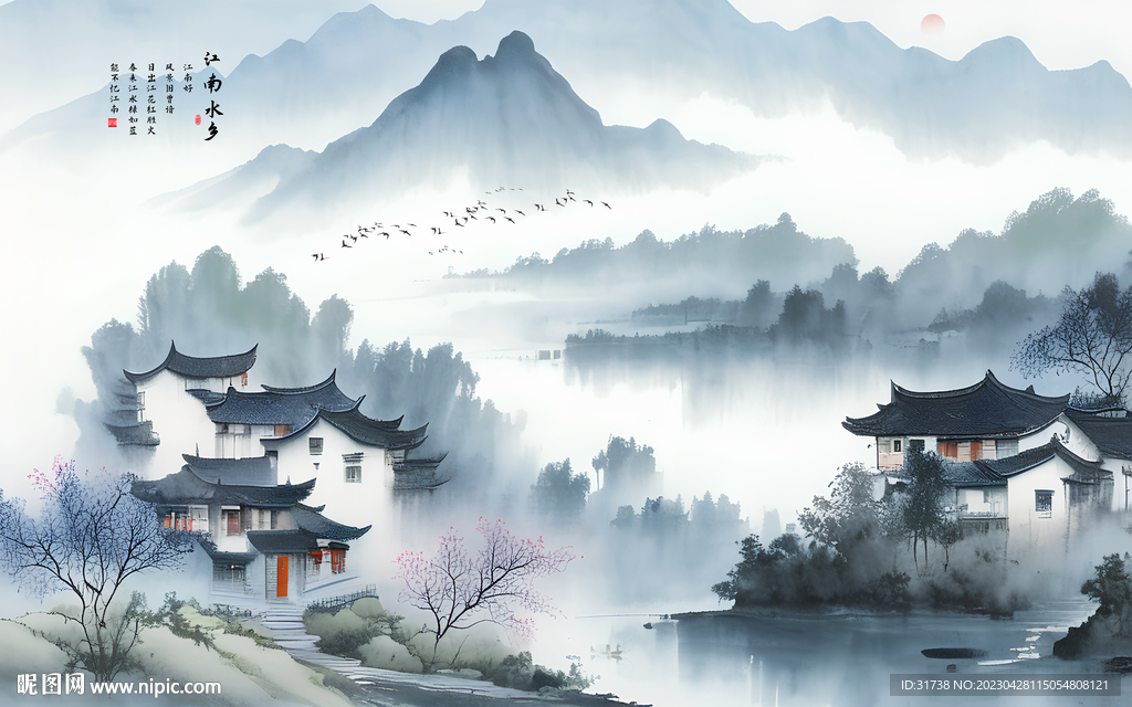 江南水乡背景墙