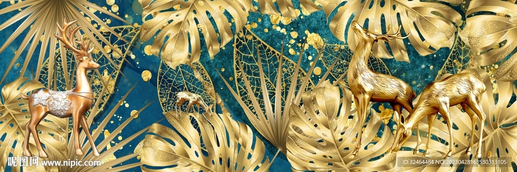 轻奢叶子装饰画