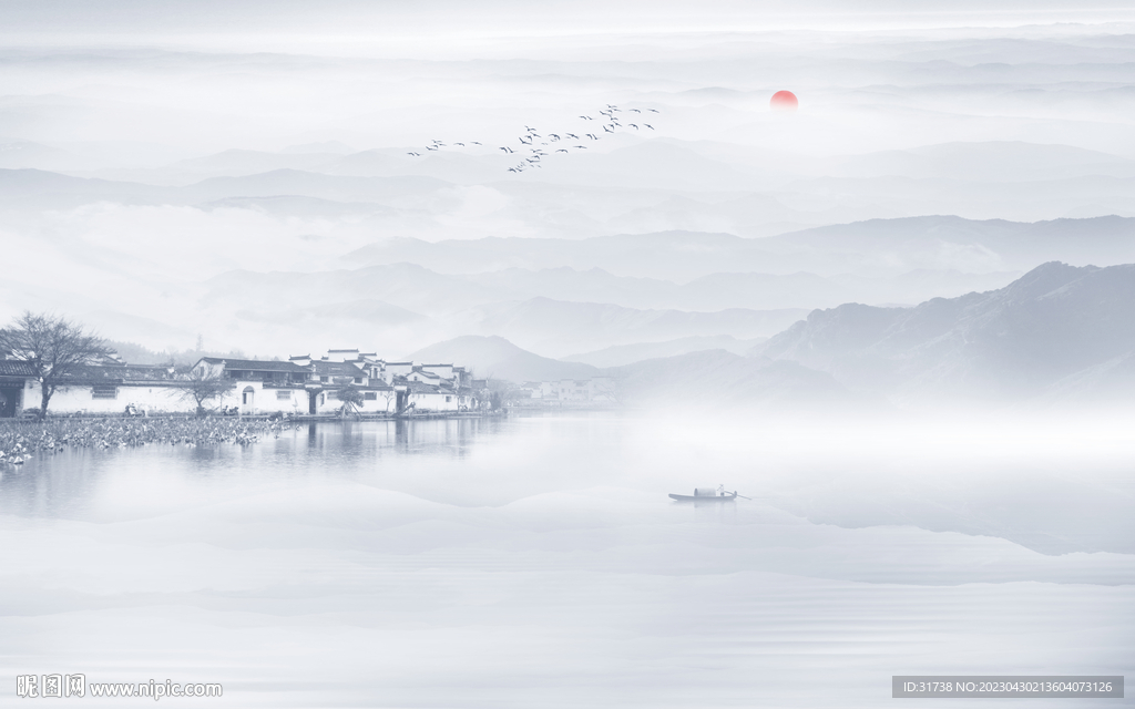 新中式水墨山水画