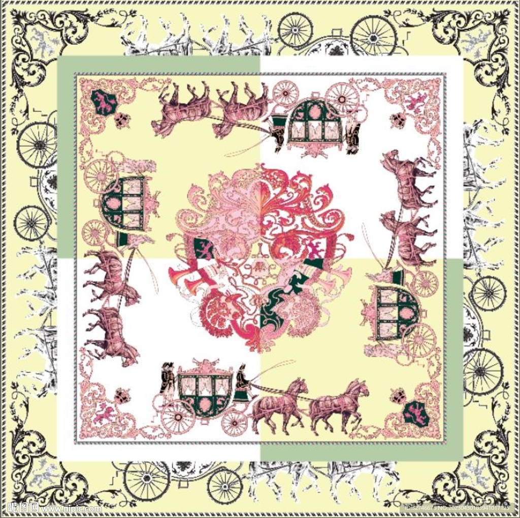 马 马车 大牌方巾