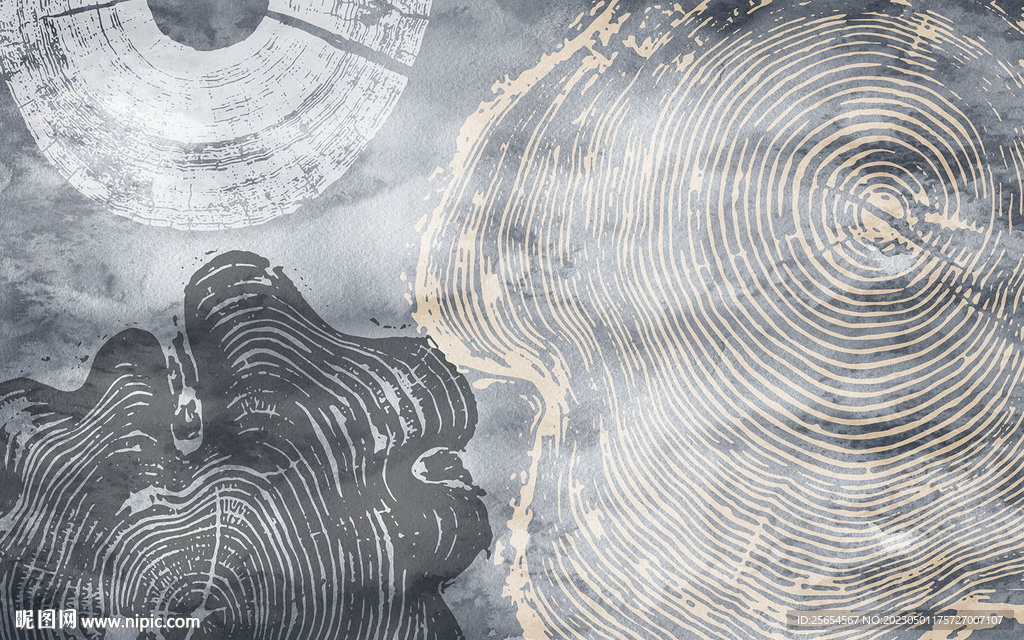 北欧现代简约复古木纹年轮背景墙