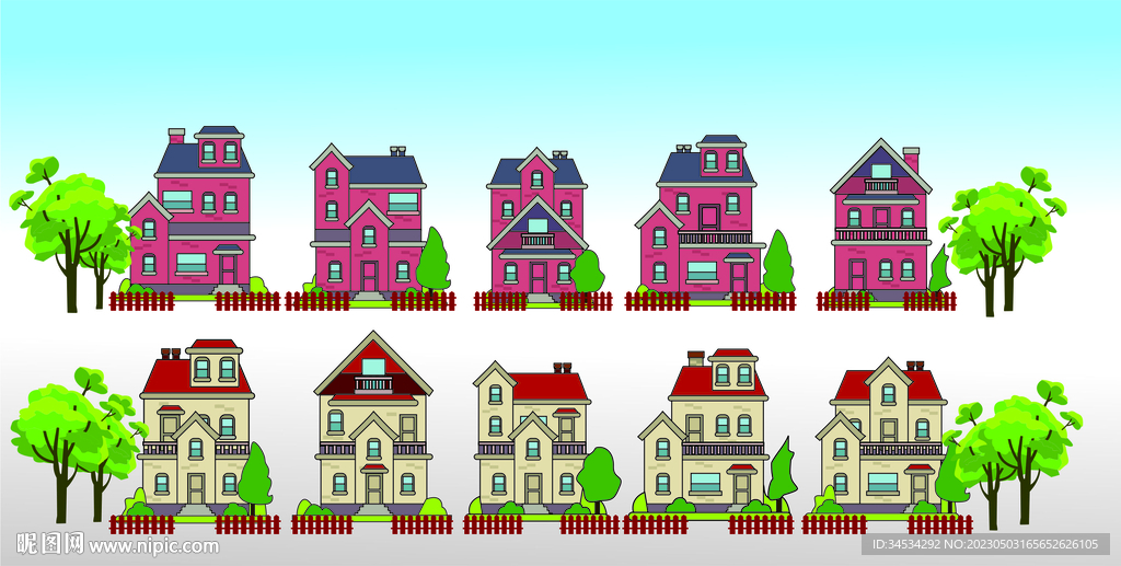 乡村别墅图片别墅插画小洋房矢量