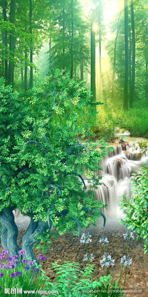 简约流水生财玄关装饰画