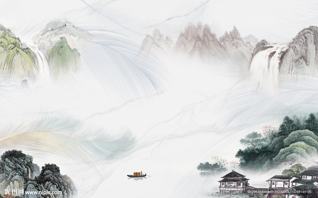 高清 中式背景山水 TIf分层