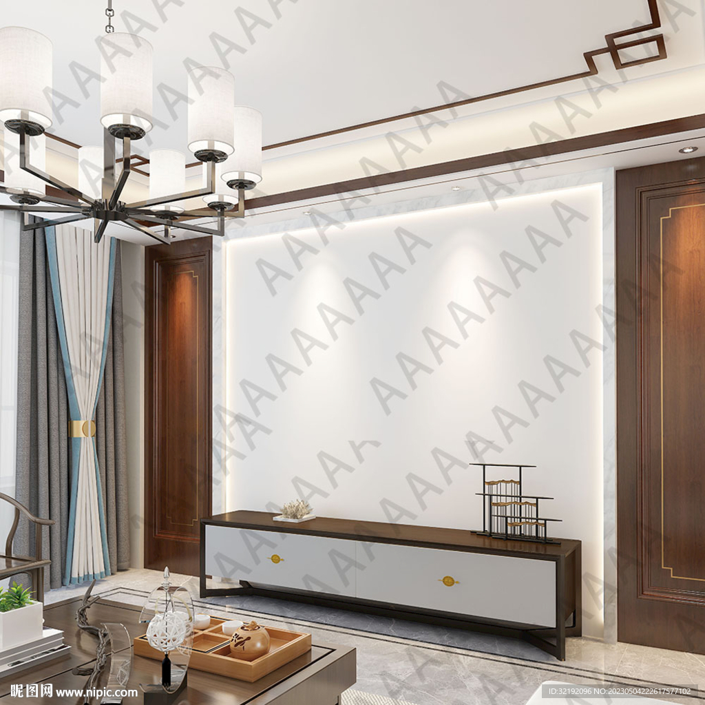 新中式电视背景墙