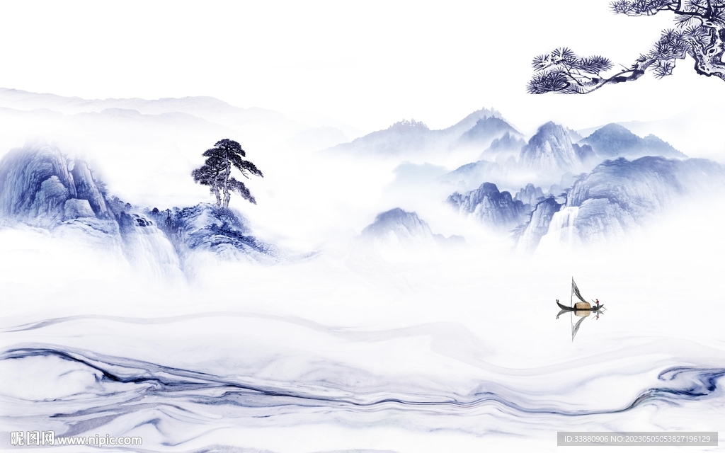 新品 现代客厅山水 Tif分层