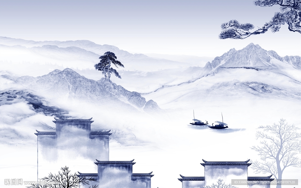 新款 现代客厅山水 Tif分层