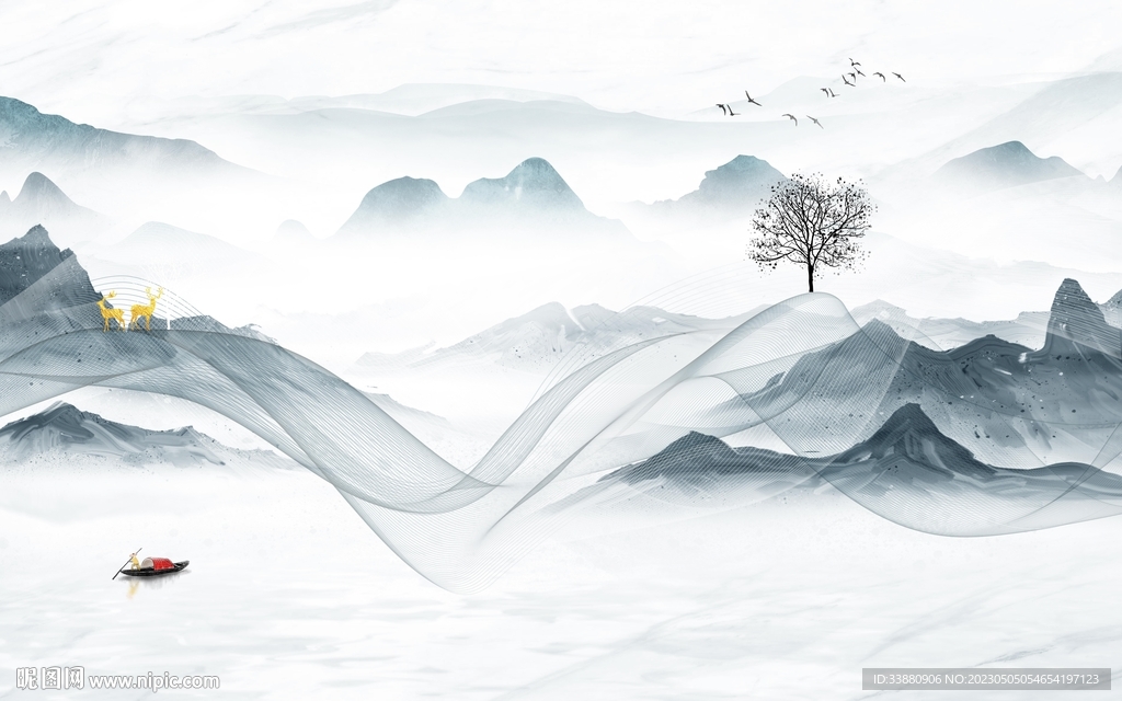 最新 现代客厅山水 Tif分层