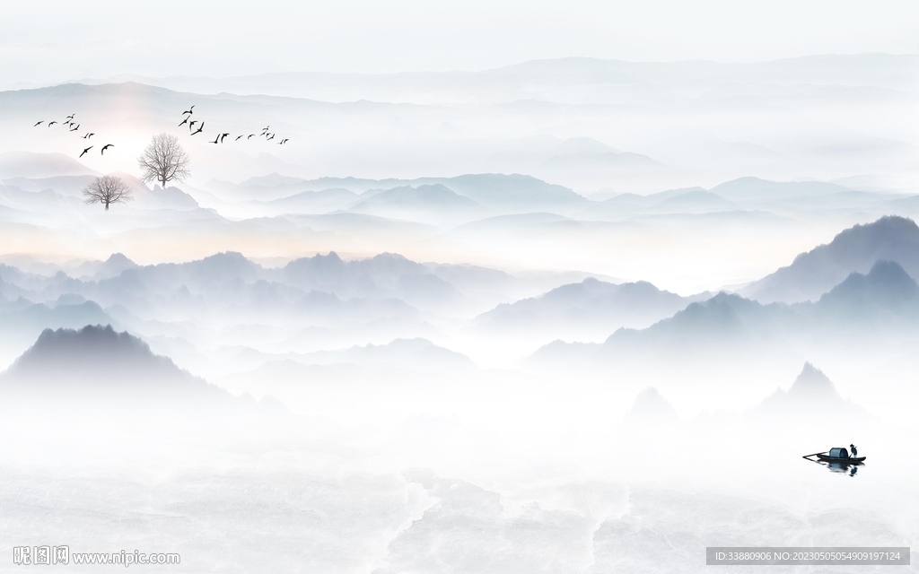 简约 现代客厅山水 Tif分层