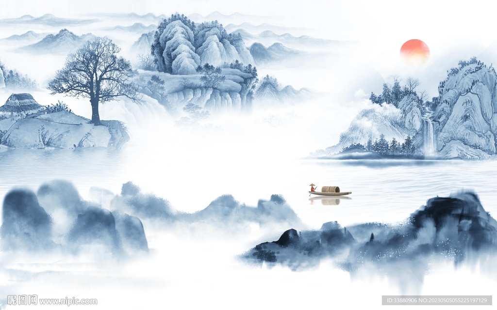 高清 现代客厅山水 Tif分层