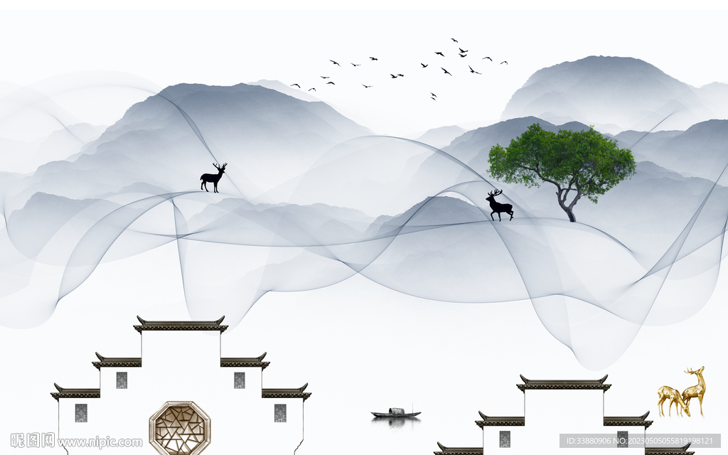 大气 现代客厅山水 Tif分层