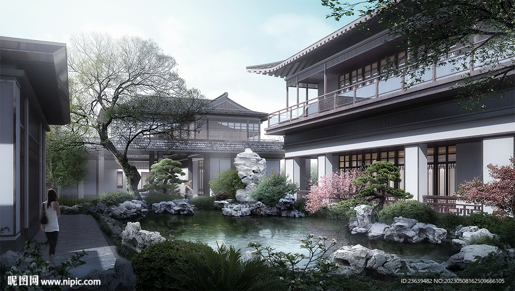 中式园林效果图