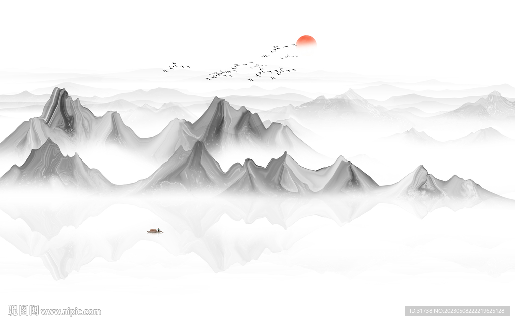 抽象水墨山水画