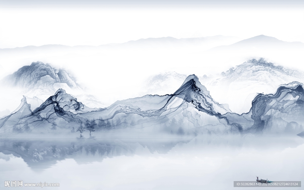 人气 中式背景山水 tIf分层