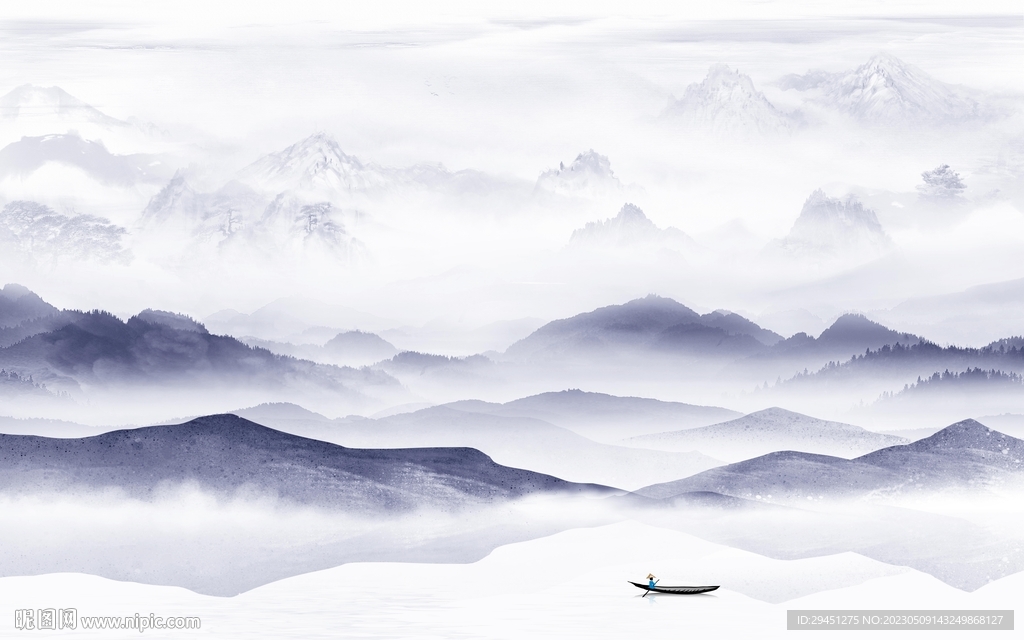 别墅 新中式画山水 TiF分层