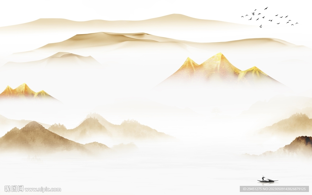 高档 新中式画山水 TiF分层