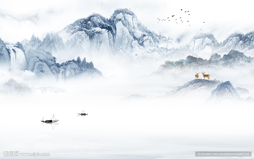 新款 中式客厅山水 Tif分层