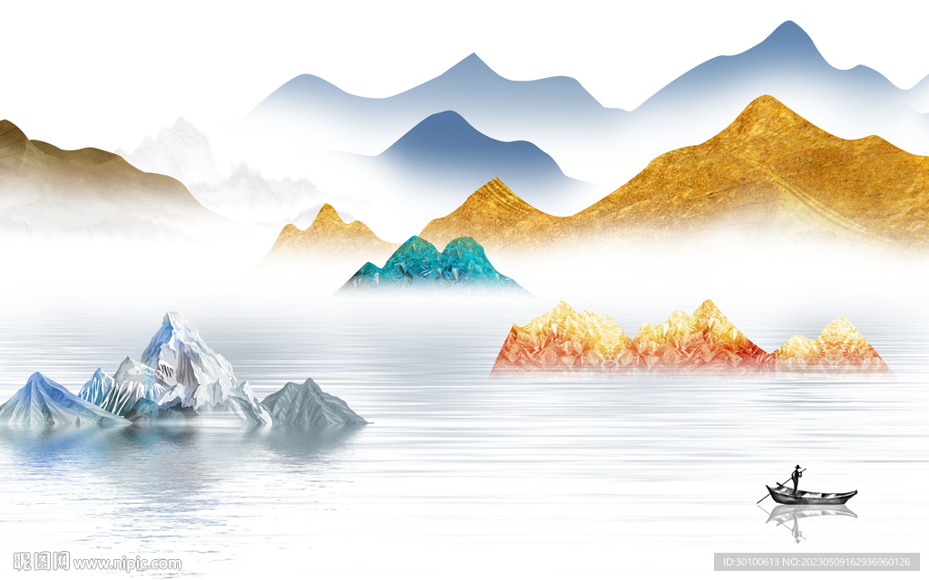 最新 中式客厅山水 Tif分层