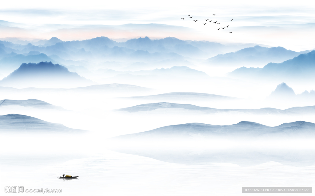 爆款 中式背景山水 tif分层