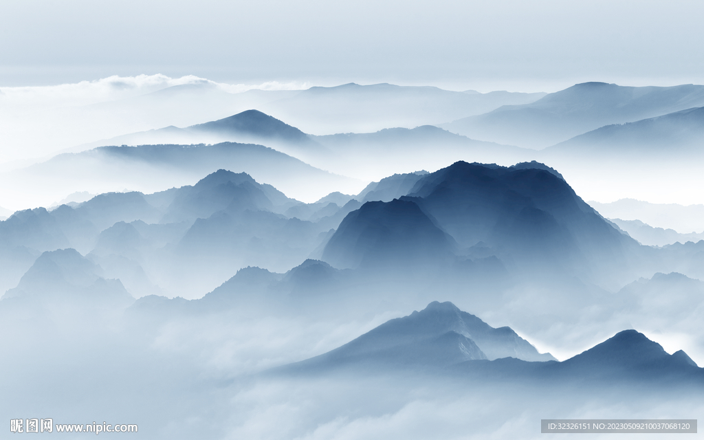 意境 中式背景山水 tif分层