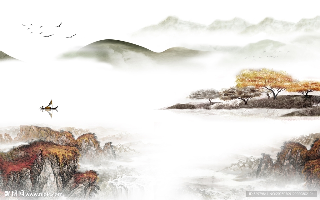 新款 极简中式山水 tif分层