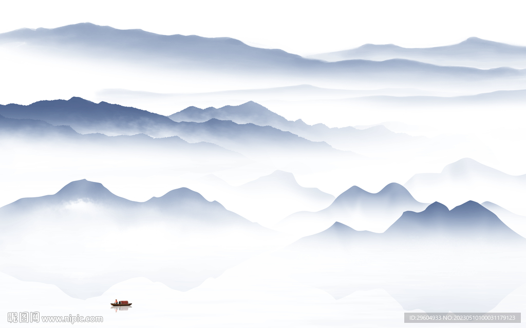 别墅 中式高清山水 TIf分层