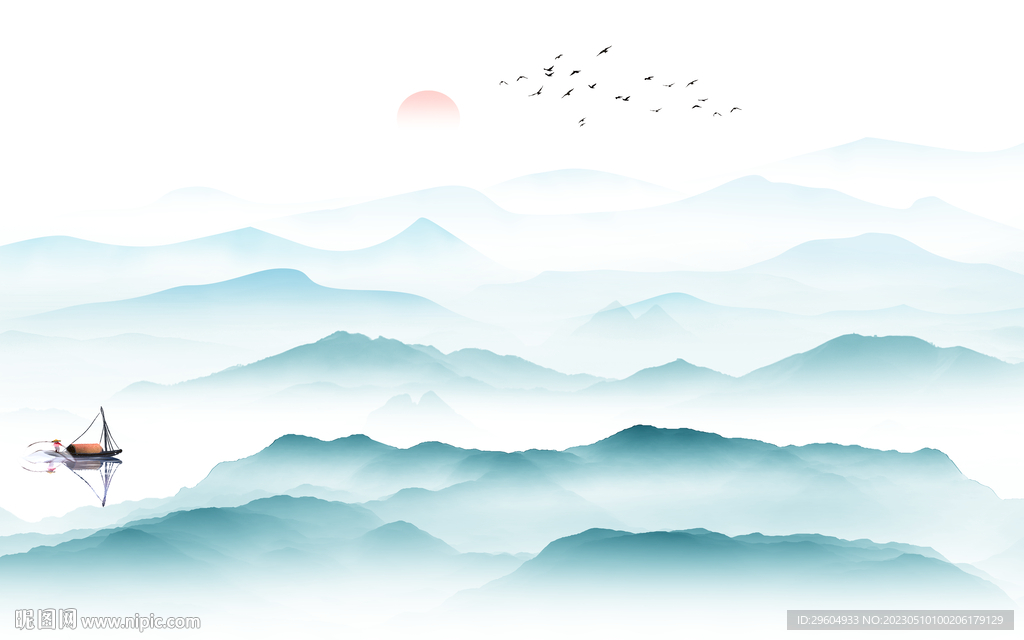 爆款 中式高清山水 TIf分层