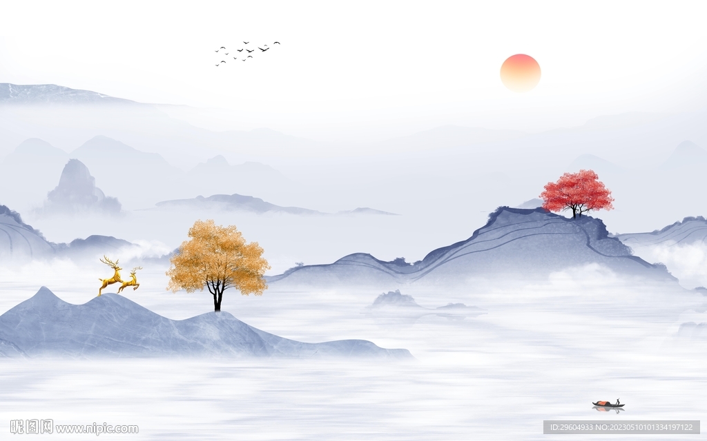 大气 中式高清山水 TIf分层