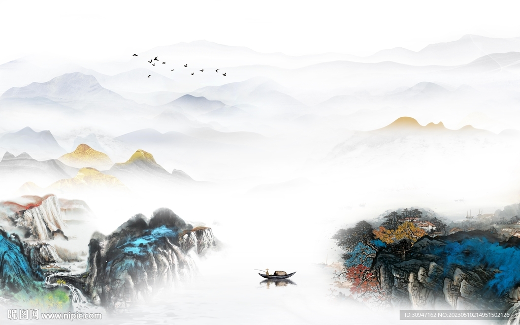 新款 背景画山水图 tIf分层