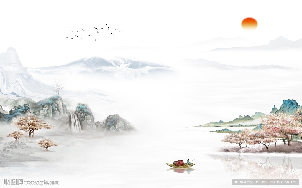 人气 背景画山水图 tIf分层