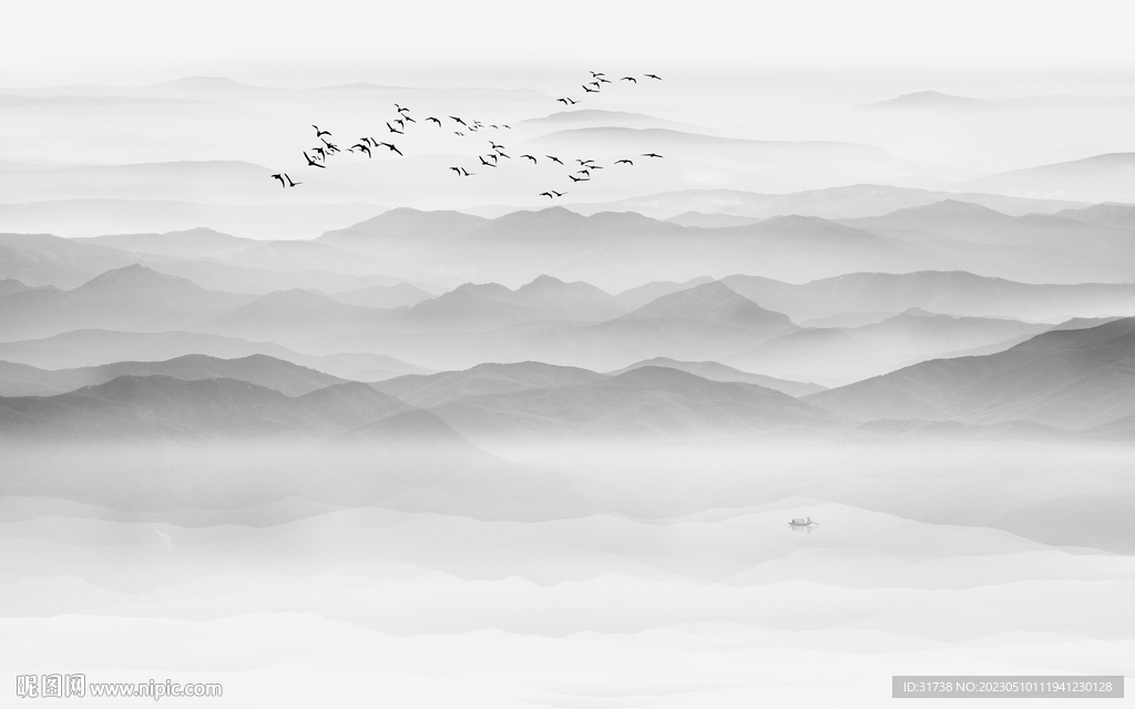 新中式水墨山水画