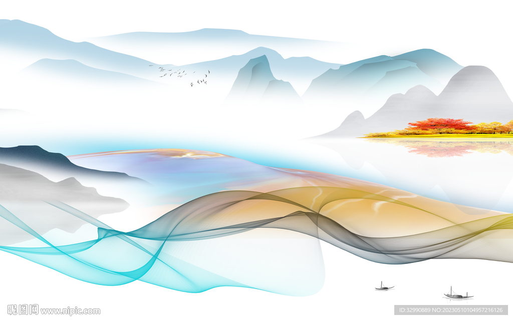 新款 沙发背景山水 TIf分层