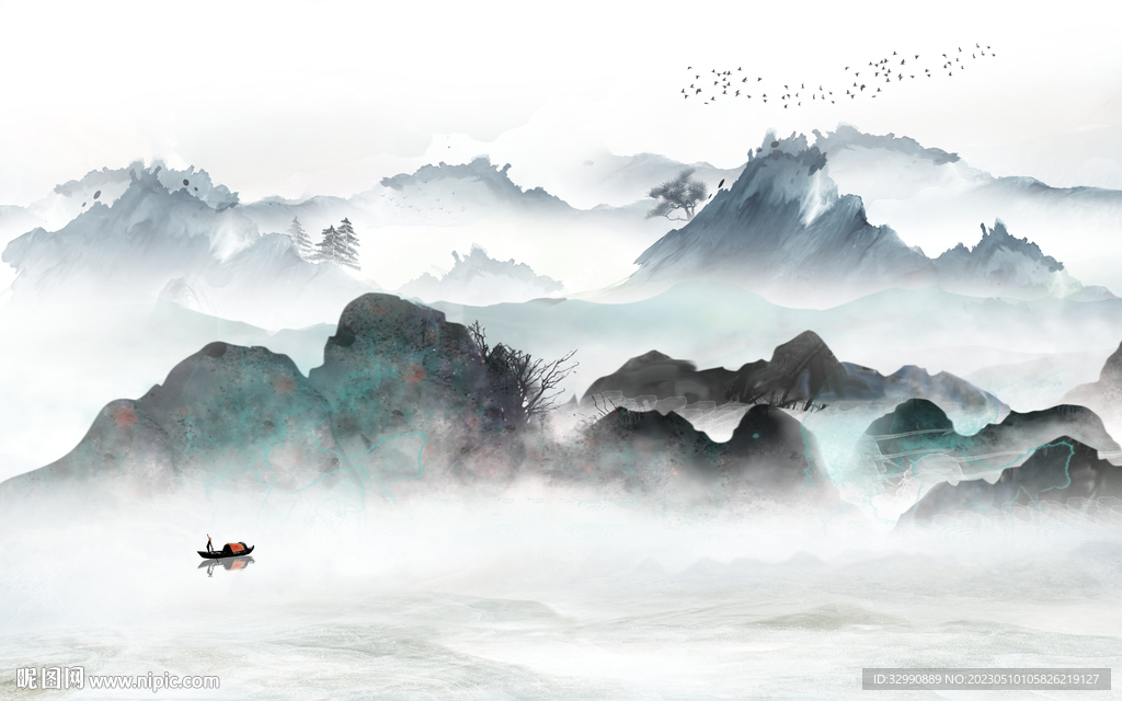 高档 沙发背景山水 TIf分层