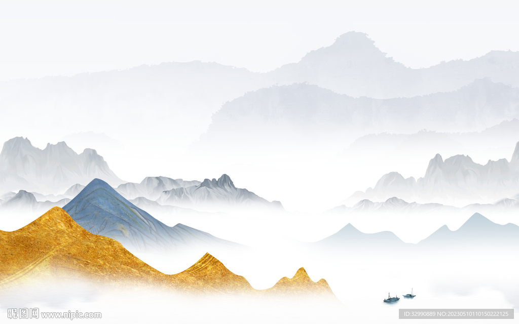 大气 沙发背景山水 TIf分层