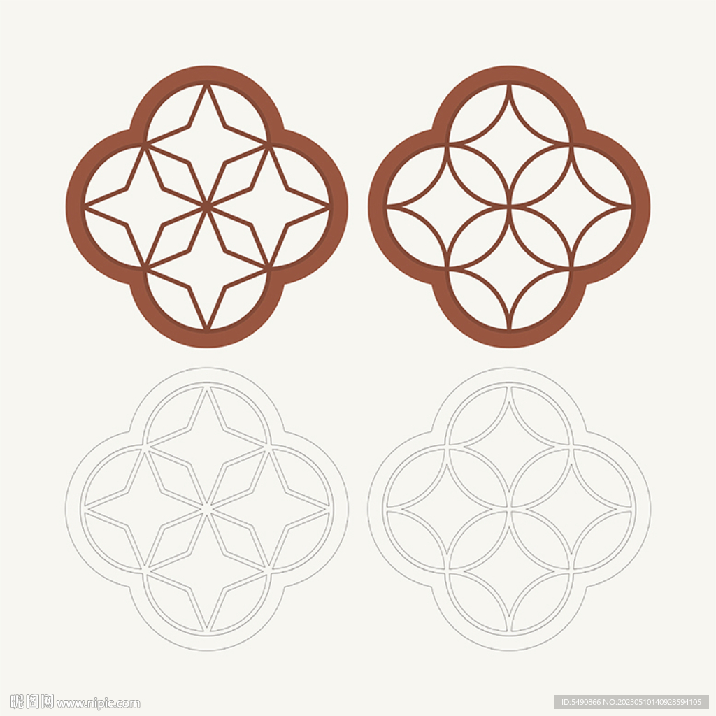 梅花形窗花格 花窗 中式图案