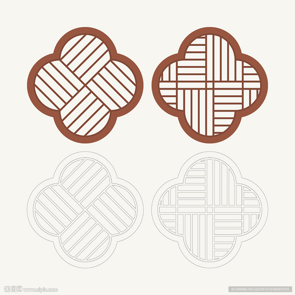 梅花形窗花格 花窗 中式图案