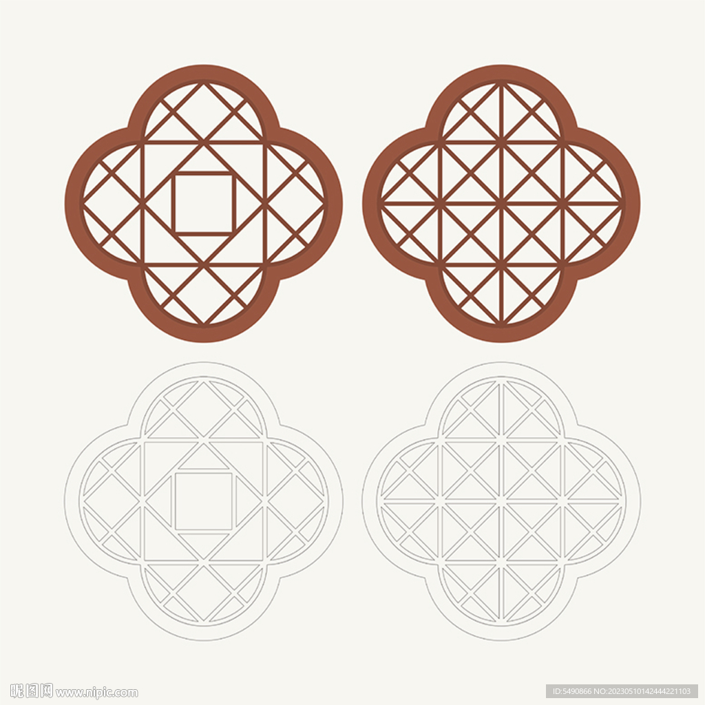 梅花形窗花格 花窗 中式图案