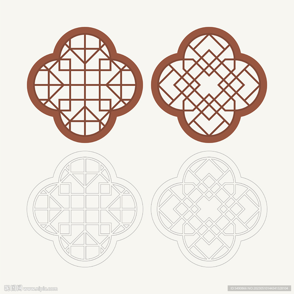 梅花形窗花格 花窗 中式图案