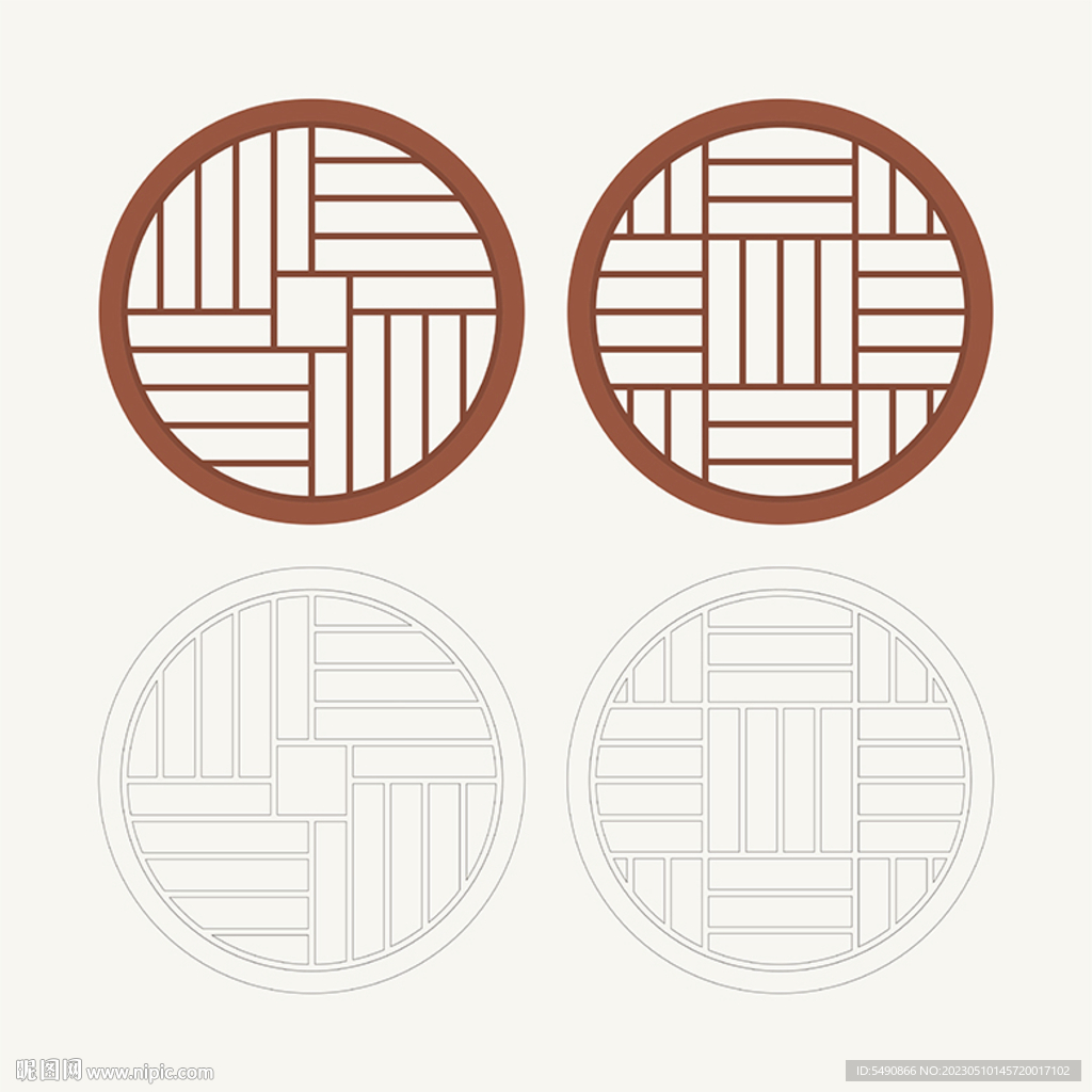 圆形窗花格 花窗 中式图案