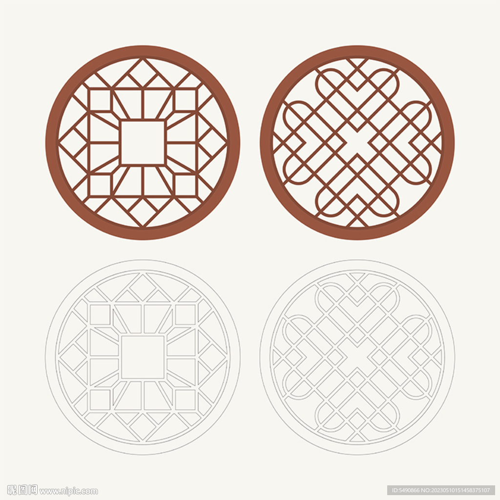 圆形窗花格 花窗 中式图案