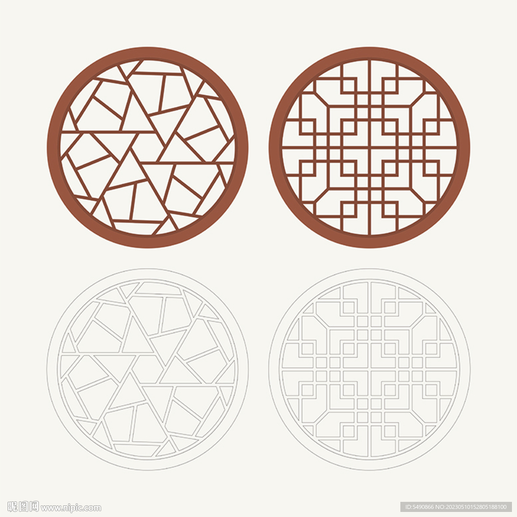 圆形窗花格 花窗 中式图案