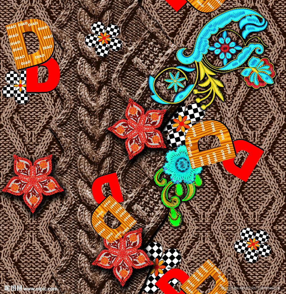 大牌花朵毛衣民族风