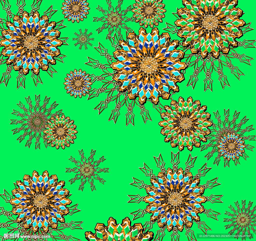 大牌花朵 圆圈花篮 民族风