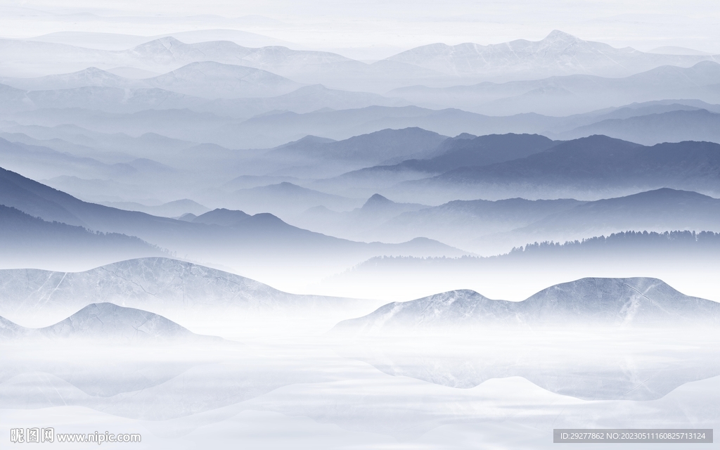 蓝色 高雅现代山水 TiF分层