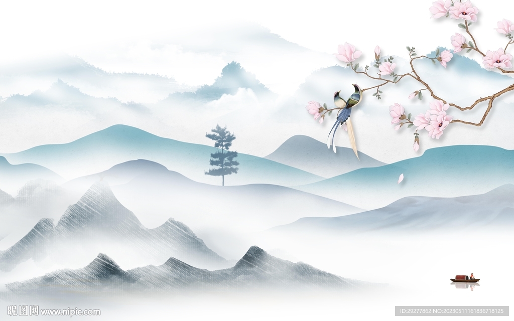 简约 高雅现代山水 TiF分层