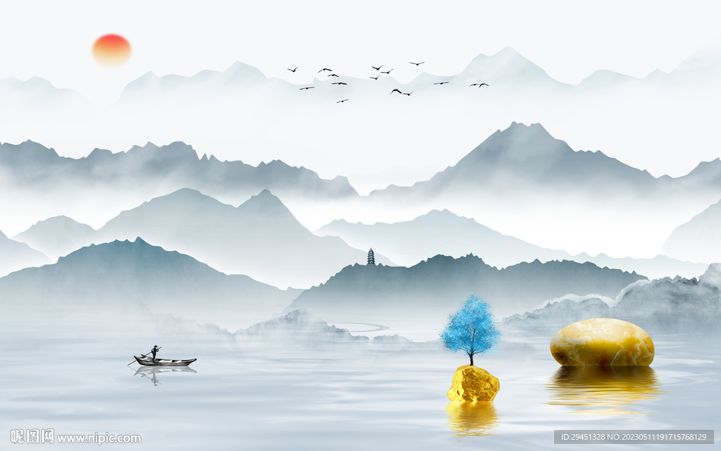 别墅 客厅背景墙画 tif分层