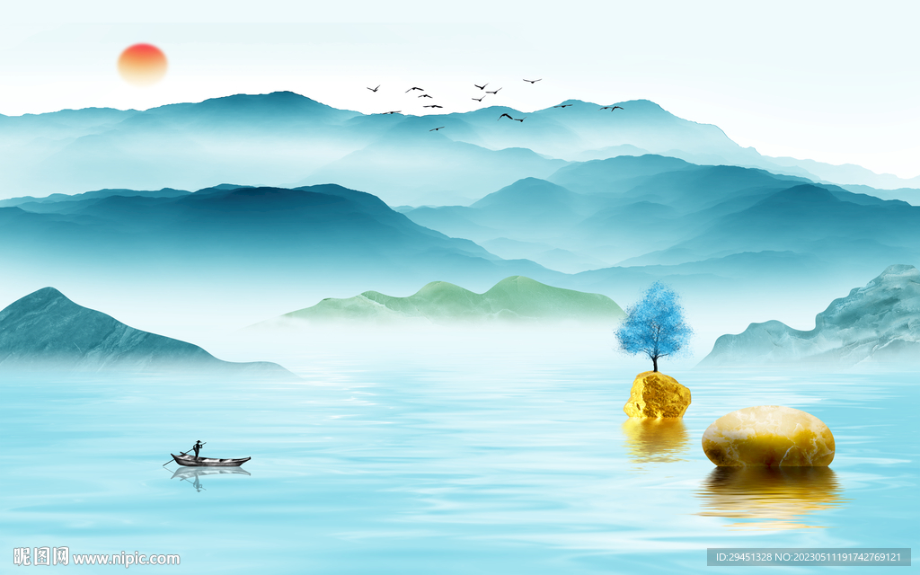 高端 客厅背景墙画 tif分层